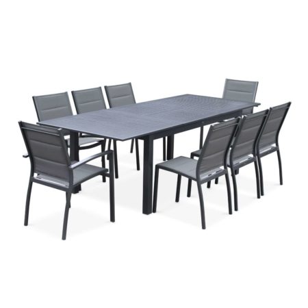 CHICAGO 8-10 Seater Outdoor Dining Set Aluminium Anthracite Grey/Grey