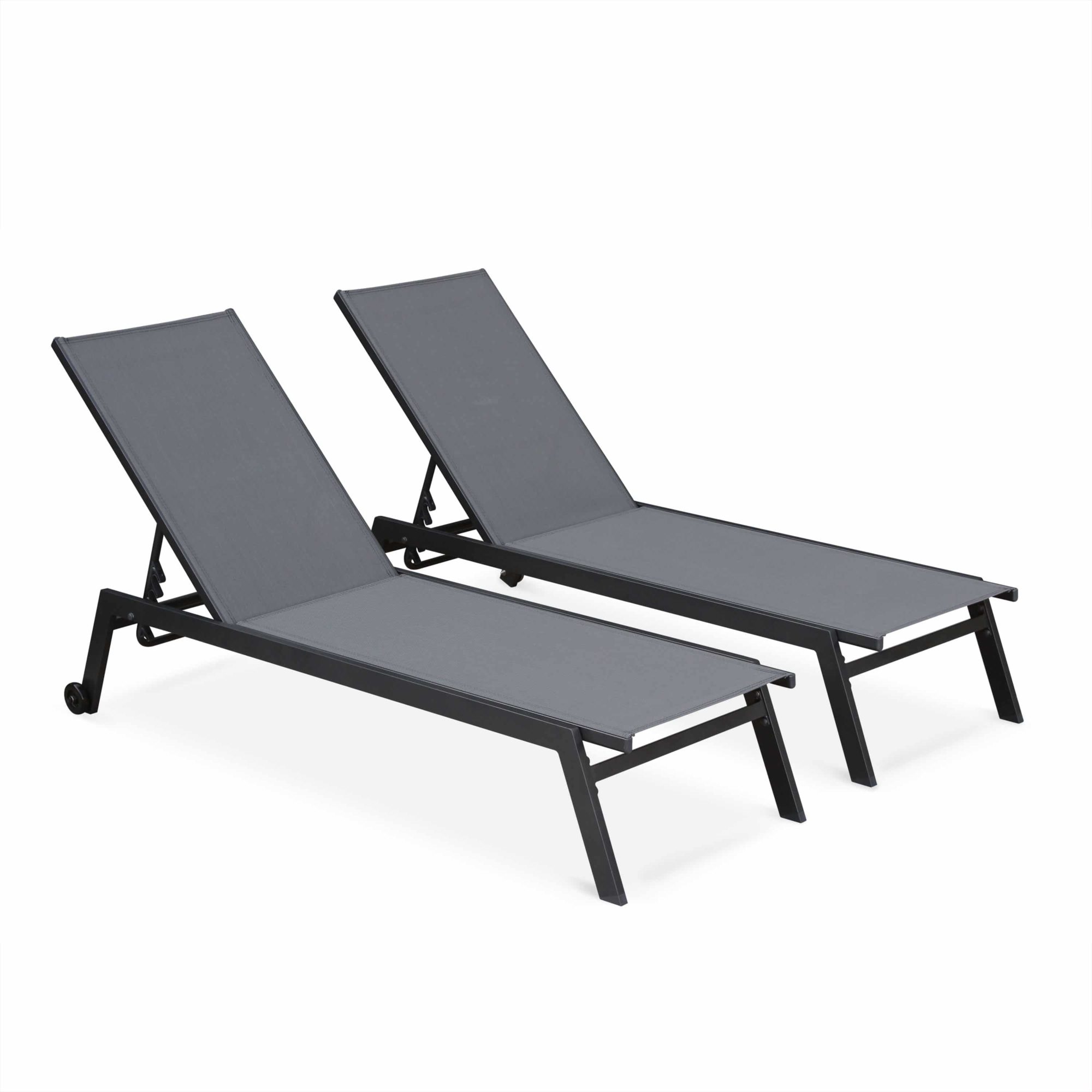 ELSA Set of 2x Aluminium Sun Loungers with wheels