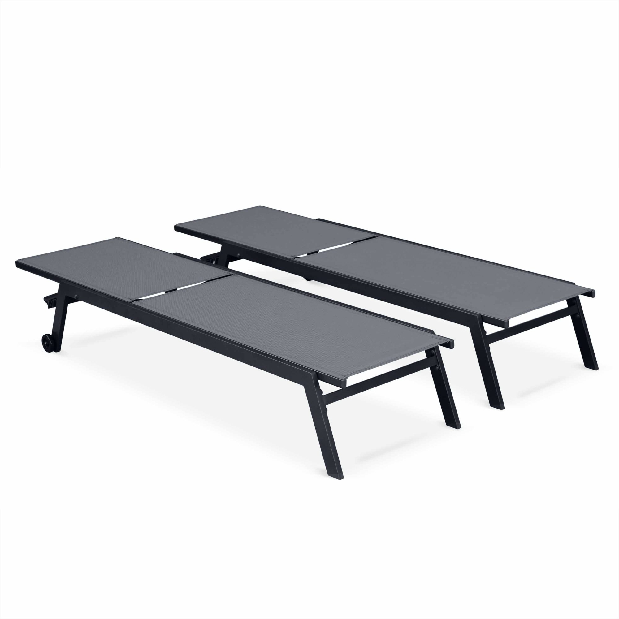 ELSA Set of 2x Aluminium Sun Loungers with wheels