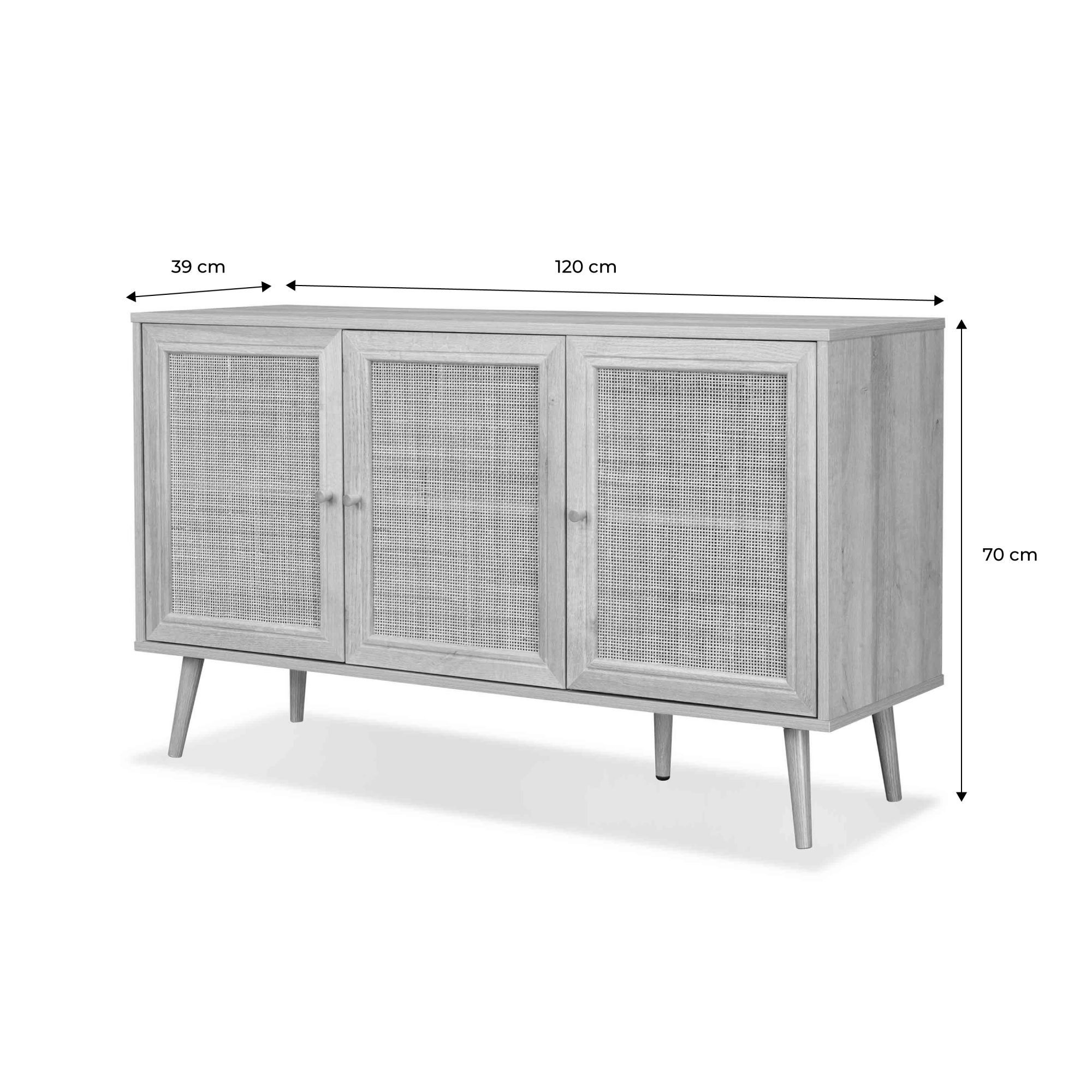 Buffet Cabinet BOHEME Wooden and Cane Rattan