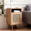 Bedside Table BOHEME Wooden and cane rattan Alice's Garden Australia