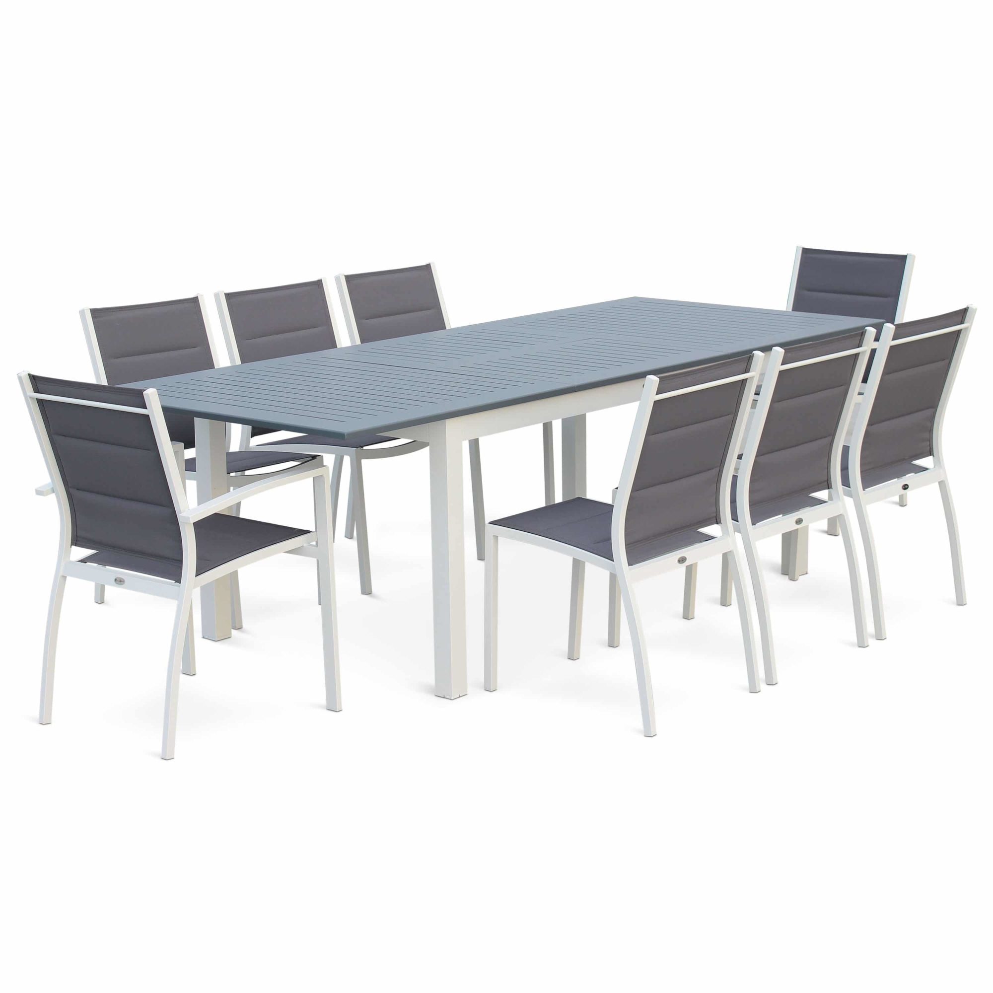 CHICAGO Aluminium Extending Dining Set White/Grey Alice's Garden